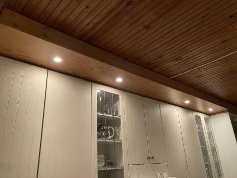 Old and dark ceiling beadboard